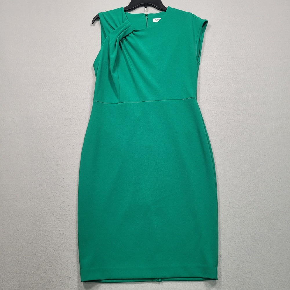 Calvin Klein‎ Green Twist Neck Sleeveless Sheath Dress CD4C1CM1 Womens 8